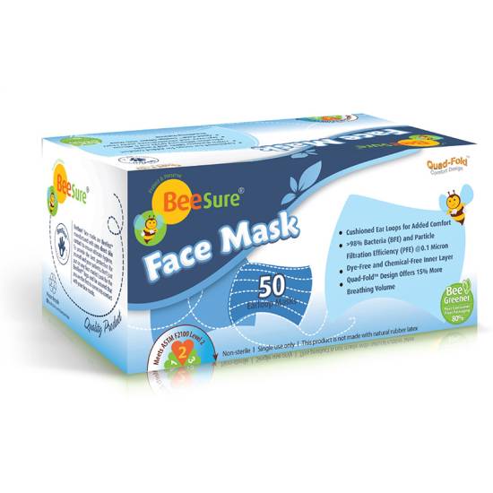 CRANBERRY - BeeSure - Masky na tvár na gumičku modré 1bal/50ks